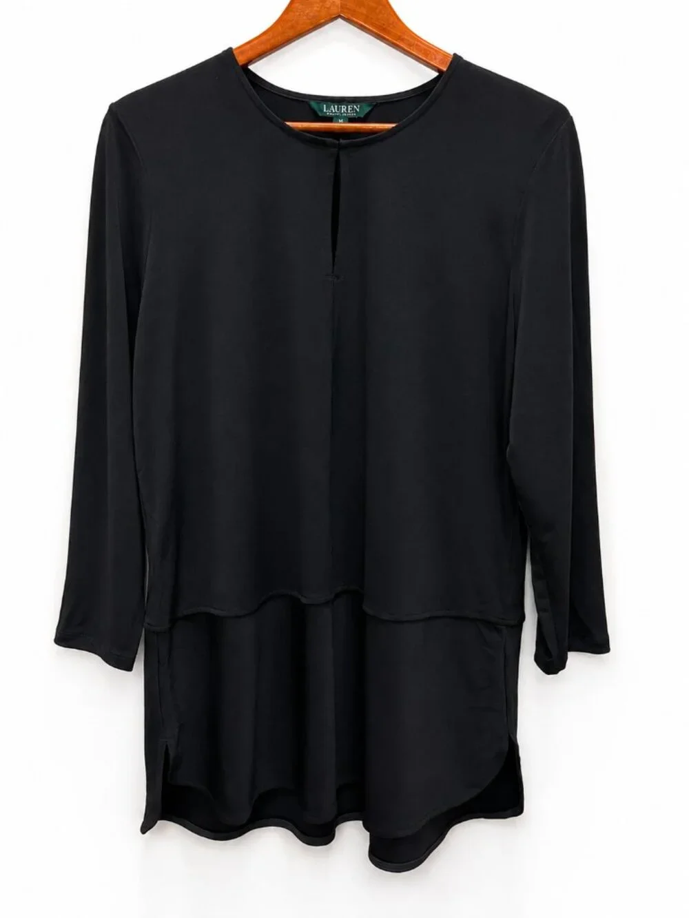NWT Lauren Ralph Lauren Black Layered Tunic Top XL